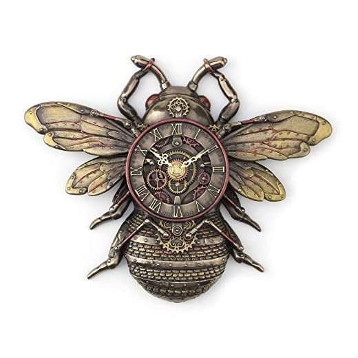 Veronese Design 10 1/4" Steampunk Bee Clock Cold Cast Resin Antique Bronze Finish Wall Sculpture Room Decor