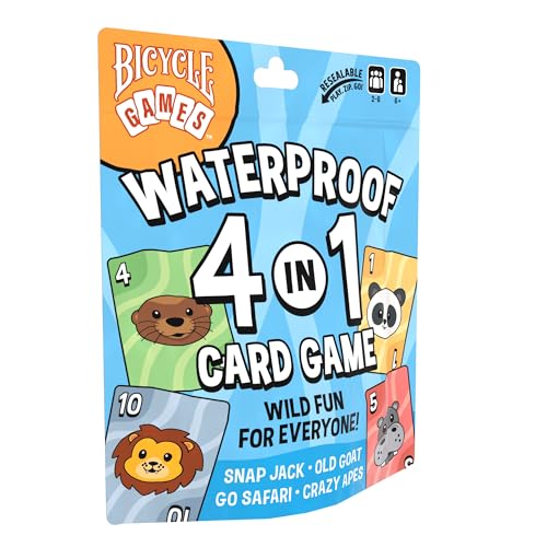 Bicycle Waterproof 4-in-1 Card Games Set Plastic Deck Family Travel Pack