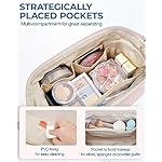 BAGSMART Makeup Bag Travel Toiletry Bag, Puffy Padded Make Up Bags for Women Makeup Organizer Case, Wide-open Pouch Purse Travel Essentials Toiletries Accessories Brushes, Pink - Image 4