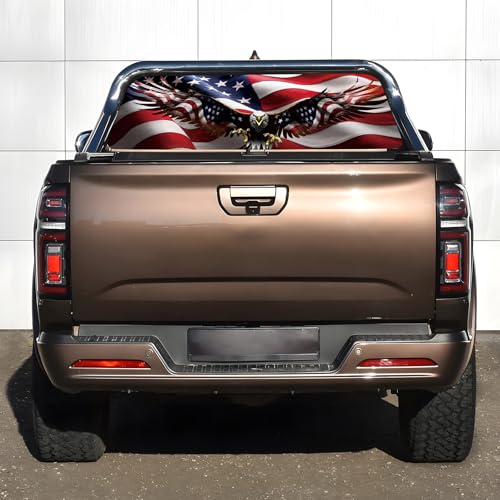 Image of Rear Window Decals for Trucks - 65x17.3 in Back Window Decals Fit Most Pickup Trucks SUV, Vinyl American Flag Back Window Decal Truck Rear Window Graphics for Personalized Decoration