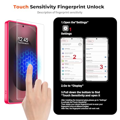Image of SUPFINE Magnetic for Samsung Galaxy S25 Ultra Case with Screen Protector, (Built-in Magnets) (Military Grade Drop Protection) Slim Translucent Shockproof Phone Case,Hot Pink