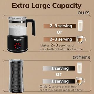 Milk Frothers Electric, Mousseur a Lait Electrique, 16.9oz/500ml 6 in 1 Milk Steamer Frother for Latte Cappuccino, Dishwasher Safe, BPA Free, 6 Functions, Enjoy Perfect Milk Froth in 2 Min