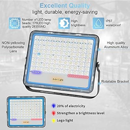 Faro LED Esterno 400W Solar Pannello - Impermeabile IP67, Telecomando, 6000K Bianco - Foto 1