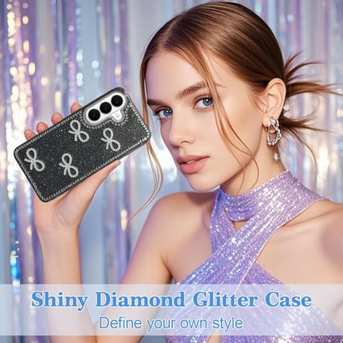 Image of DIZORO for Samsung A37 Case,Cute Bow Tie Aesthetic Phone Case,Trendy Slim Hard IMD Shockproof Protective Bumper Designer Phone Back Cover for Women Girls- Black
