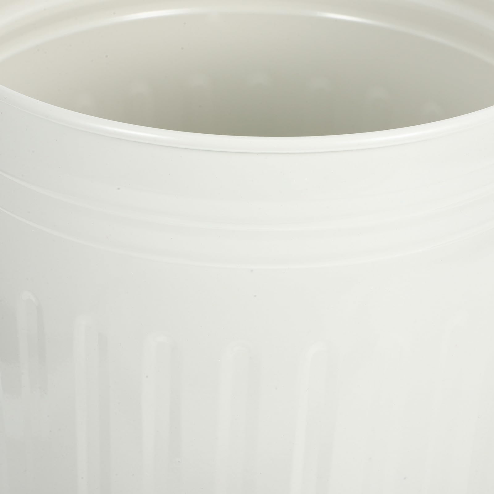 Didiseaon Papelera Metálica Redonda de Hierro con Tapa, 8l Beige