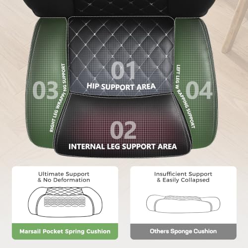 Image of Office Chair, Ergonomic Executive Desk Chair with Lumbar Support for Lower Back Pain Relief, Padded Flip-Up Armrests, Leather Home Office Chair, Black