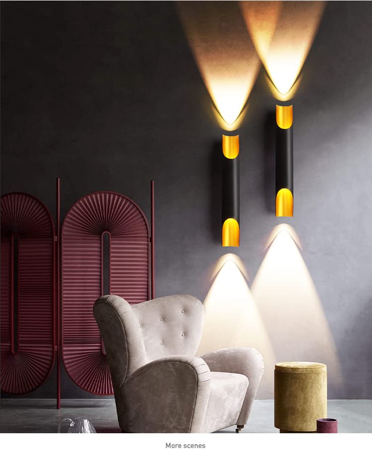 Aplique de Pared LED Moderno E27 en Negro y Oro para Lámpara de Interior 4