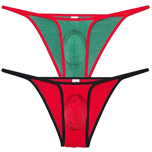 Jaxu Mens Ultra Tiny Bikini Briefs Underwear Male Contour Pouch Cheeky Briefs Open Side Ice Silk...