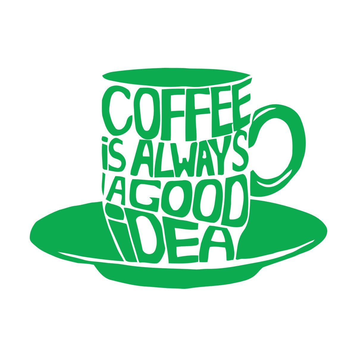Lettering Stickers Cup Coffee Words Phrase Lettering Cafe Kitchen 36x48.2cm Personalized Customization Small Green