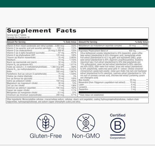 Metagenics PhytoMulti with Iron - Daily Multivitamin for Men & Women with Phytonutrients* - Methylfolate, Vitamins A‑K, Zinc & B6 - Iron Bisglycinate 18 mg - Non‑GMO, Gluten‑Free - 60 Tablets - Image 5