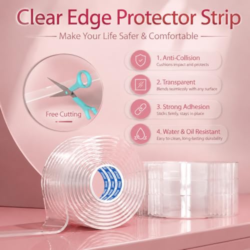 Image of ZOMPAGO 2 Rolls Value Pack Clear Baby Proofing Edge Protector vs Single Roll,Total 26FT(8M),1.18in Width Invisible Furniture Corner Guard,Cuttable Sharp Edge Safety Bumper Tape for Table