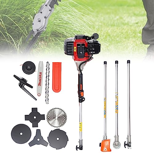 52CC 2-Strokes Brush Cutter Grass Trimmer, 10 in 1 Lawn Mower Pruner Tool Gasoline Powered Weed Wacker Brush Cutter Multifunctional Trimming Tools for Lawn and Garden Tree Trimming
