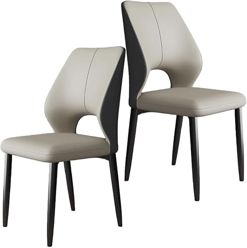 Miniatura 11 de YVYKFZD Juego de sillas de comedor simples, sillas de cocina de piel sintética, silla de comedor sin brazos con patas de metal, silla tapizada para