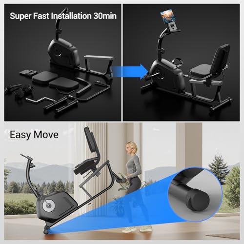 Image of Recumbent Bike,Exercise Bike,16 Magnet Resistance,350LBS Capacity