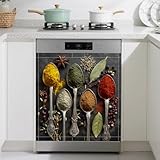 Spice Spoons Dishwasher Magnet Cover Front Dishwasher Sticker Reusable Waterproof Removable Refrigerator Magnet Cover for Home Kitchen Appliance 23x26 Inch