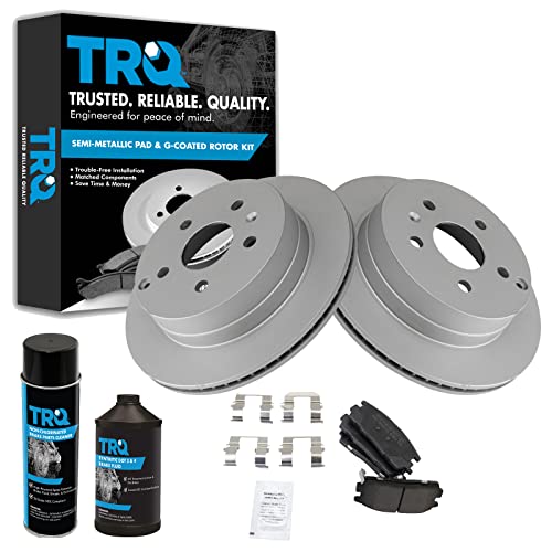 Image of TRQ Rear Brake Pad & Rotor Kit, with Chemical Kit Semi-Metallic Premium G-Coated Compatible with 2010-2017 Chevrolet Equinox GMC Terrain