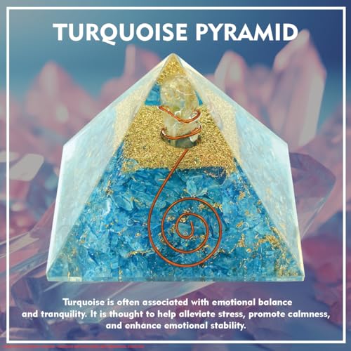 Image of Turquoise Crystal Pyramid (2 Inch) | Feng Shui & Vastu Correction | Crystal Pyramid for Positive Energy, Health, Good Luck | | Home & Office Decor | Gift |