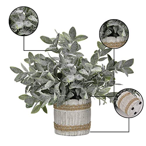 Martine Mall Small Potted Artificial Plants Plastic Eucalyptus Pot Plant Fake Plants In Pots Faux Greenery Topiary Shrubs Potted Plants With Vase Plastic Potted Desk Plant For Office Table Home Decor #TOP5