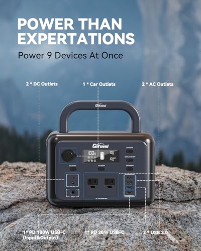 Portable Power Station, 518Wh LiFePO4 Battery Solar Generator with 110V/500W Dual AC Outlets, PD 100W Output/Input, Fast Recharging for Camping RV/CAPA/Emergency - Image 6