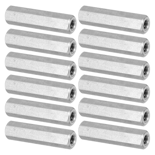 PATIKIL Ecrou Long M4 x 0.7 de Pas Écrou Hexagonal en Acier Inoxydable 304, 12Pcs 30mm/ 1.2 Longueur Raccords de Tige Filetés Grossiers, Écrous de Couplage, Ton Argent