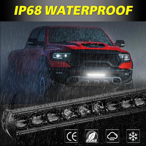 Image of 12 Inch Single Row LED Light Bar w /Wiring Kit & Black Cover | Spot Flood Combo, 63W High Intensity OSRAM LED Off Road Driving Bumper Light Bar for UTV ATV SUV Truck