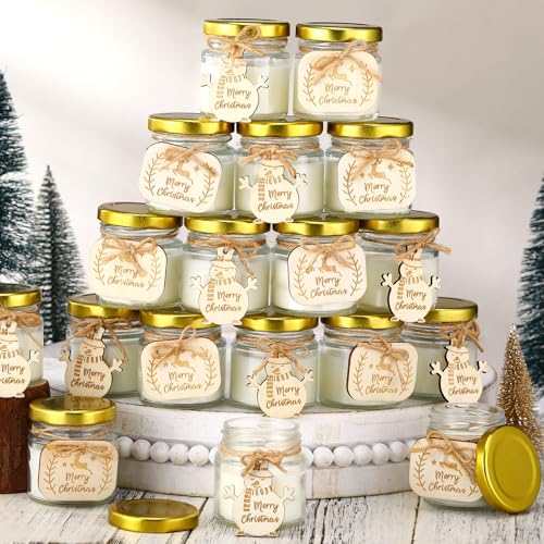Bougies de Noël parfumées lot de 20 cadeaux d'invités avec étiquettes d'élan