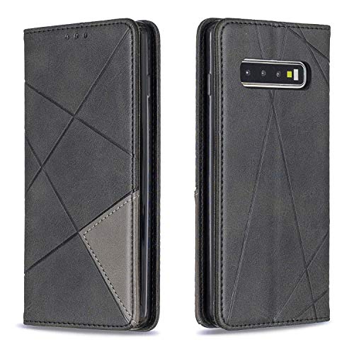 Posanter Funda para Samsung Galaxy S10, PU Cuero Flip Carcasa Fundas Móvil de Tapa Libro con Cierre Magnético, Tarjetero y Suporte, Capa Plegable Cartera, Flip Phone Cover Case (Negro)