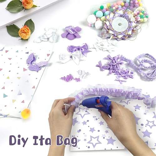 Bolso Tote Ita Kawaii con accesorios, PU, Morado miniatura 2