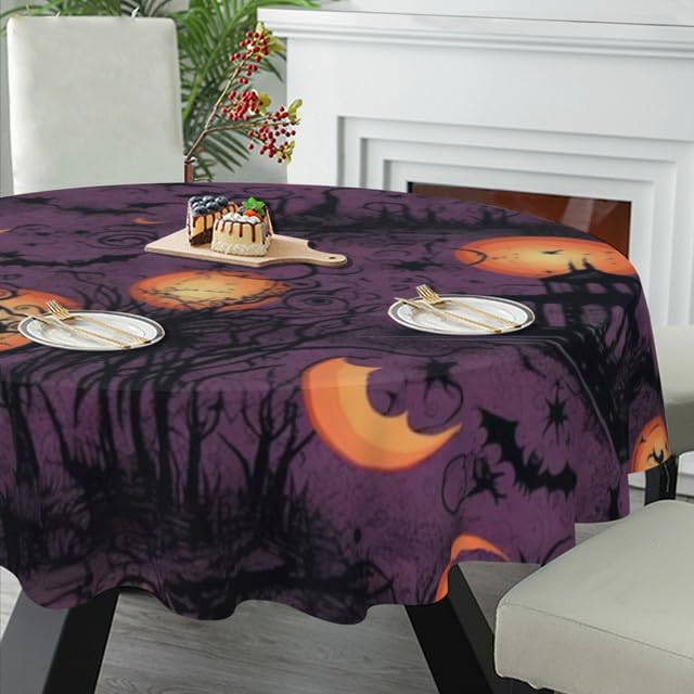 Miniatura 5 de Bidesign Mantel de Halloween, tela de araña y calabaza, mantel impermeable de tela de araña de murciélago y fantasma, mantel a prueba de