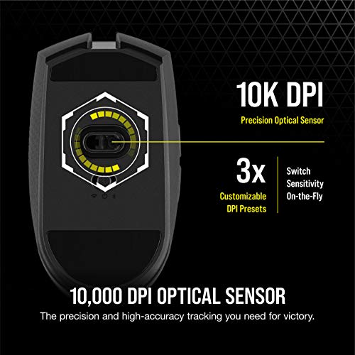 Image of Corsair Katar Pro Wireless, Lightweight FPS /MOBA Bluetooth, Wi-Fi Gaming Mouse with Slipstream Technology, Compact Symmetric Shape, 10000 DPI (Black)