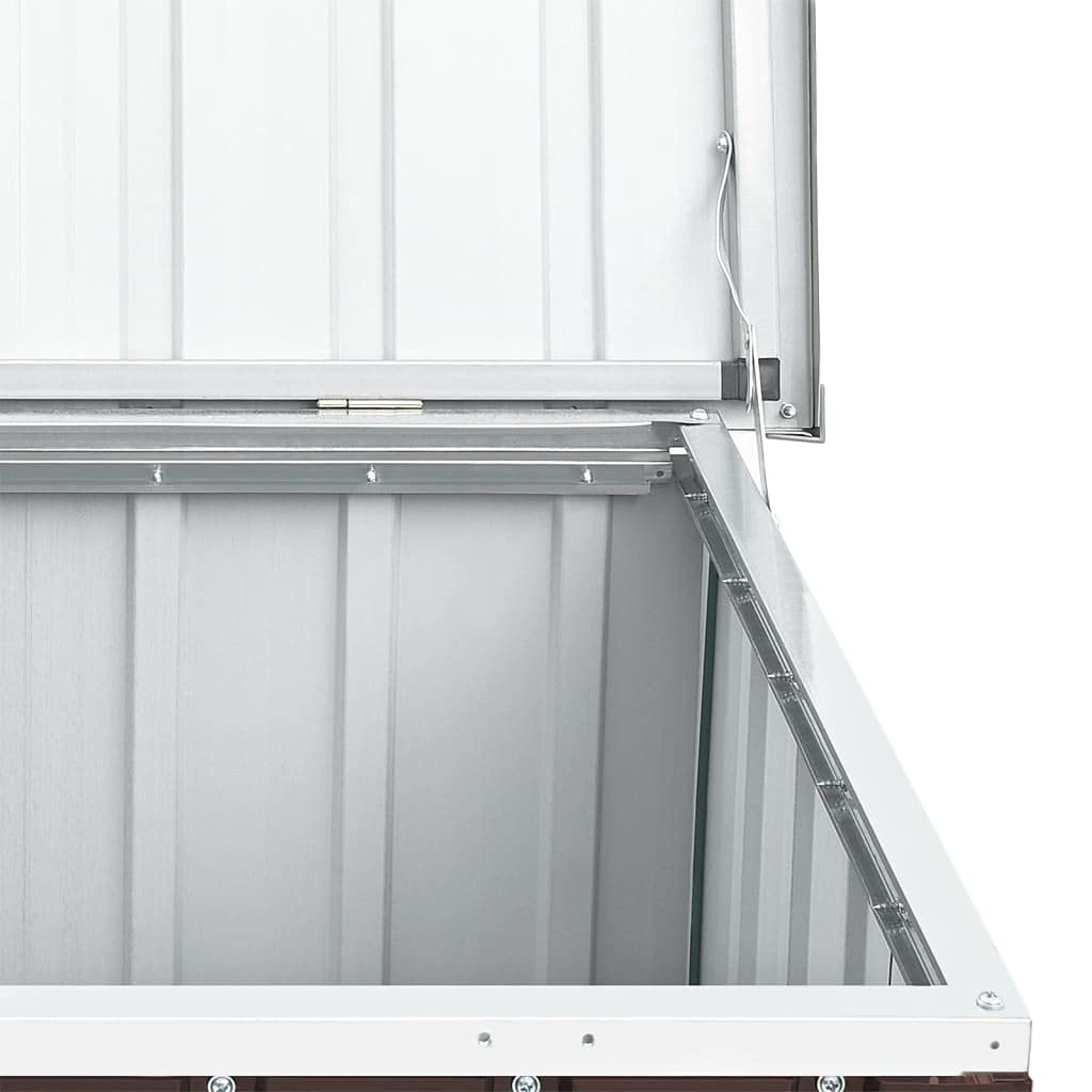 Gartenbox 149 x 99 x 93 cm Terrassenmöbel Schrank für Pool Terrasse Zubehör Behälter für Garten Terrasse Bench Möbel Balkon Schrank Außen Braun Stahl, Kunststoff