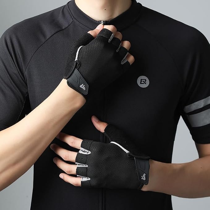 Guantes deportivos transpirables de medio dedo Utaly negro talla L miniatura 7