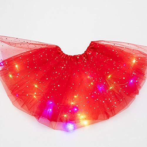 Girls Tutu Skirt, Little Girls LED Colorful Luminous Kids Star Sequin Ballet Skirt Princess Sparkling Tutu, Fancy Fluffy Ballet Dance Costume for 3-8 Years Kids