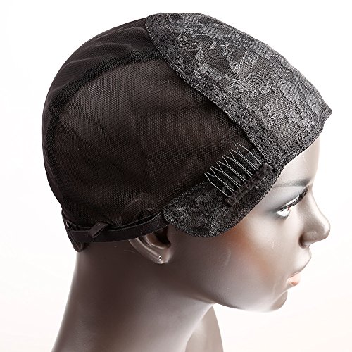 Bella Hair Glueless Wig Caps for Making Wig with Combs and Adjustable Straps Swiss Lace Black Large Size