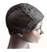 Bella Hair Glueless Wig Caps for Making Wig with Combs and Adjustable Straps Swiss Lace Black Lar...