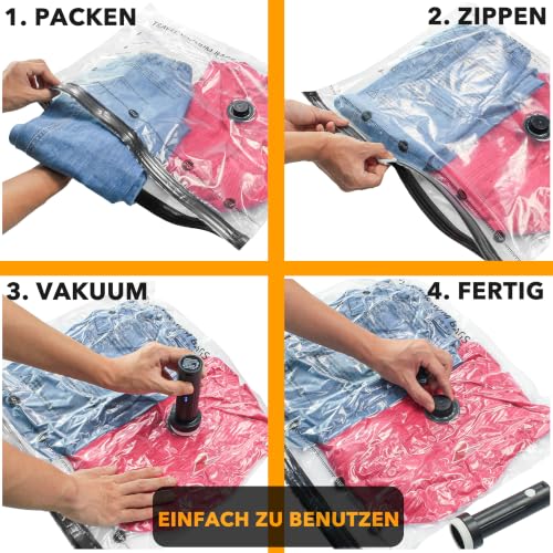 SpaceAid Vakuumbeutel für Kleidung Reise mit Kabellose Pumpe, 24 Stück – Ansicht 5