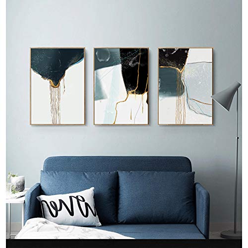 Art mural abstrait or noir et blanc pour sublimer un grand mur vide