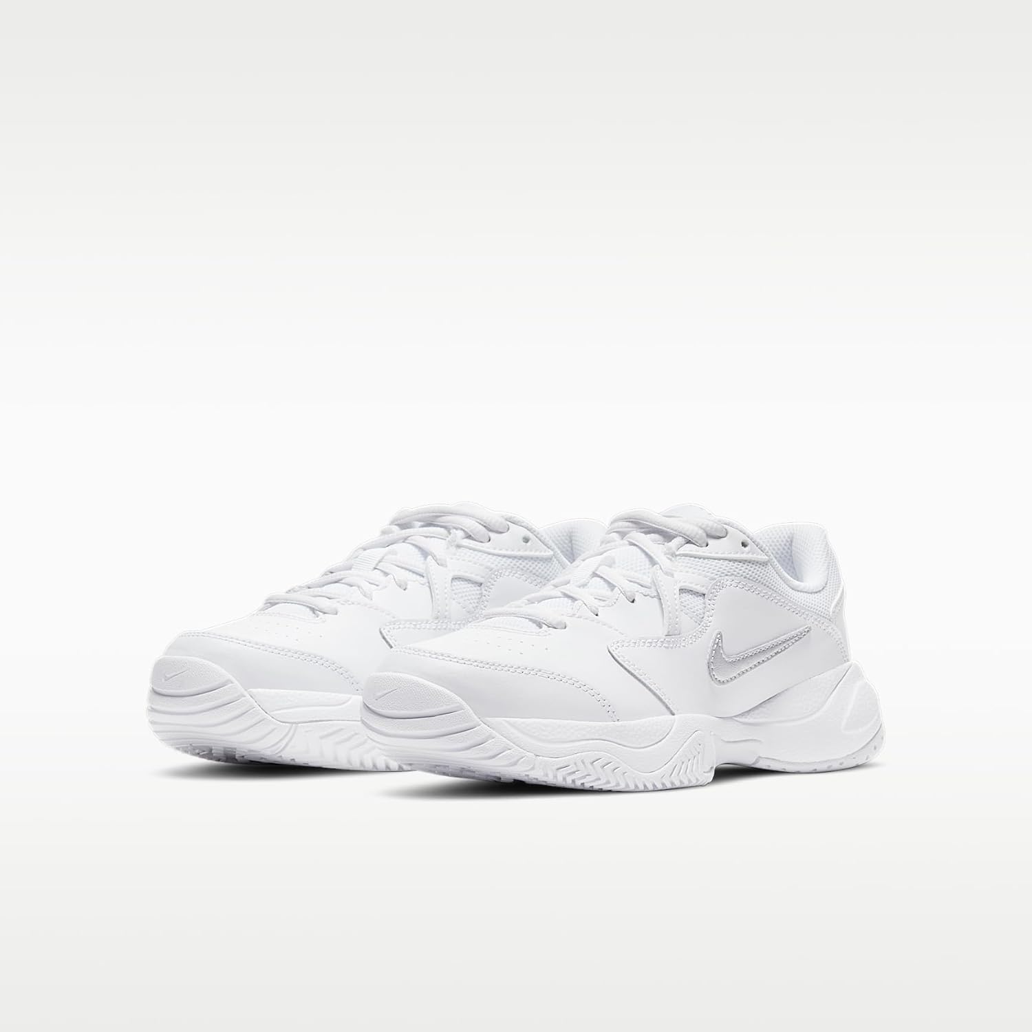 NikeCourt Jr. Lite 2 Big Kids’ Tennis Shoes (White/Metallic Silver)