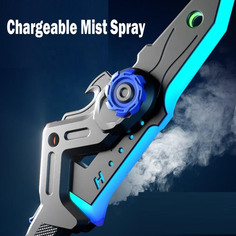 Image of Cable World 2-in-1 LED Fog Axe Sword,Fog Effect Swords with Multicolor LED Lights and Sound Effects, 7 Color Change, One Button Switch Combine Design USB Rechargeable Cosplay Gift Toy