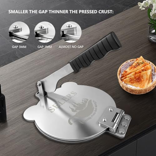 Tortilla Press Stainless Steel，SELERS,Heavy Duty, Adjustable To Press Different Thickness Of Crust, Removable, For Flour Tortilla, Roti, Flatbreads, Taco, Pie, Silver (10.5 inch) by SELERS - Image 4