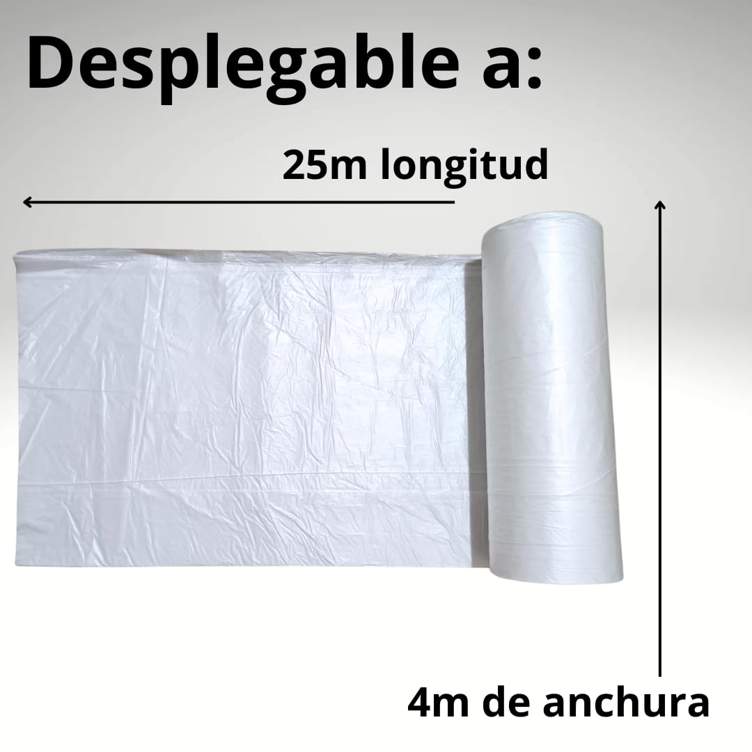 Rollo de plástico 4mx25m(100m) 10 MICRAS Protector cubretodo -Rollo pintores profesionales para cubrir muebles, suelo. 10 micras de espesor (Plástico grueso y resistente a polvo y humedad (2)