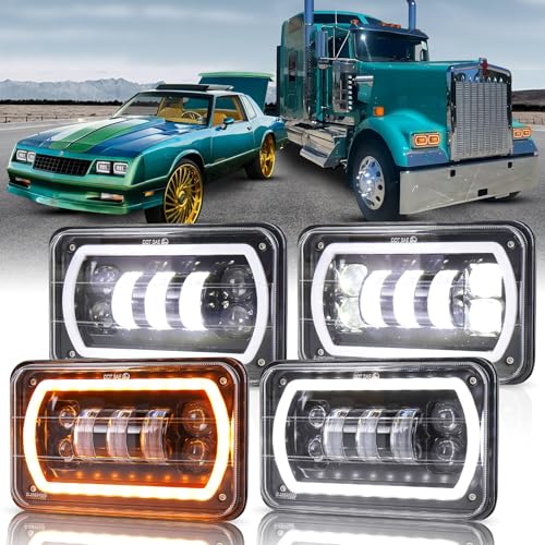 MOVOTOR Off Road 4x6 Led Headlights with White/Yellow Halo Seal