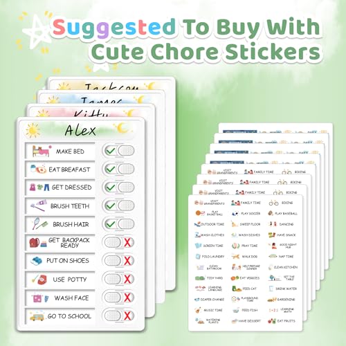 Image of Upgraded Slider Dry Erase Chore Chart for Kids Multiple Kids, Whiteboard Magnetic Morning /Bedtime Routine Chart for Kid Toddlers Teens Adult, Visual Schedule for Kid with Autism