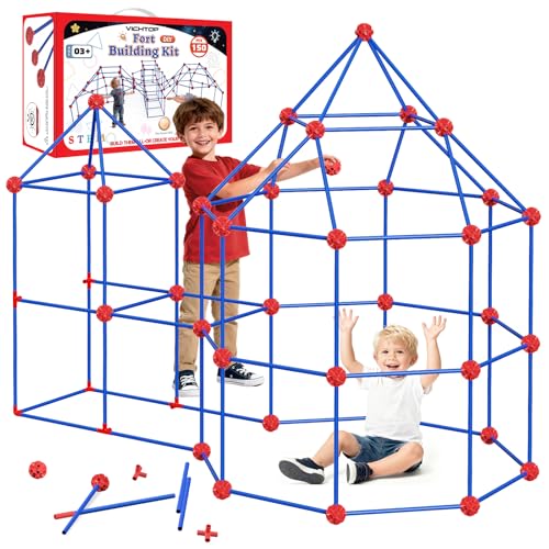 VICHTOP 150Pcs Fort Building Kit for Kids 4-8-12, Construction STEM