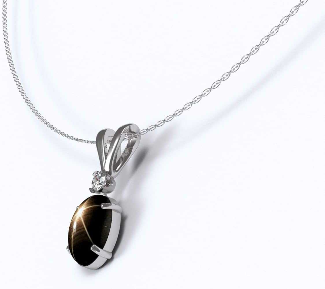 TSNjewelry Black Star Sapphire Pendant Necklace in 925 Sterling Silver – Genuine Star Sapphire Jewelry for Women – Handmade in USA