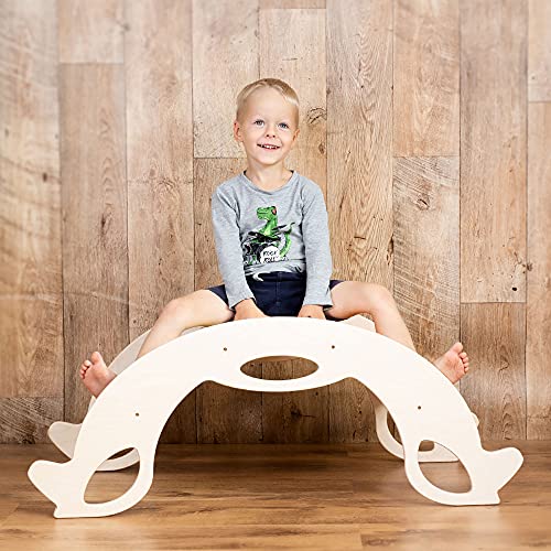 Nobsi Kletterbogen für Kinder - Indoor Bogenwippe | Handgemachte Holzwippe zum Klettern | Bogen nach Kletterdreieck… – Bild 3