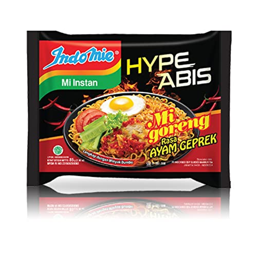 Indomie Mi Goreng Noodles - 85 g – 40 Pack –Hype Abis Instant Noodles – Ayam Geprek Spicy Crushed Crispy Fried Chicken Noodles – Hot and Spicy Noodles - Product of Indonesia – Delicious Noodles