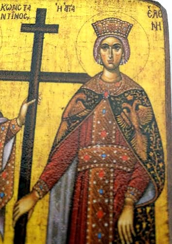 Iconsgr Hölzerne griechisch-christlich-orthodoxe Holz-Ikone des Heiligen Konstantin und Helen / A0