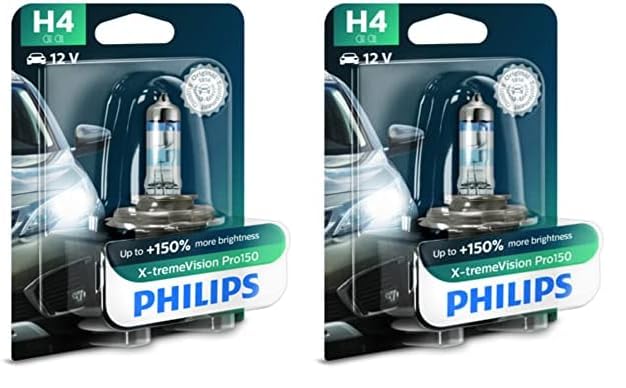 Philips Automotive H4 X-tremeVision Plus 12342XVPB1 Headlight Bulb for Car 12V 55/60W, P43t-38, Pack of 2 | Halogen | Silver/white-image-1