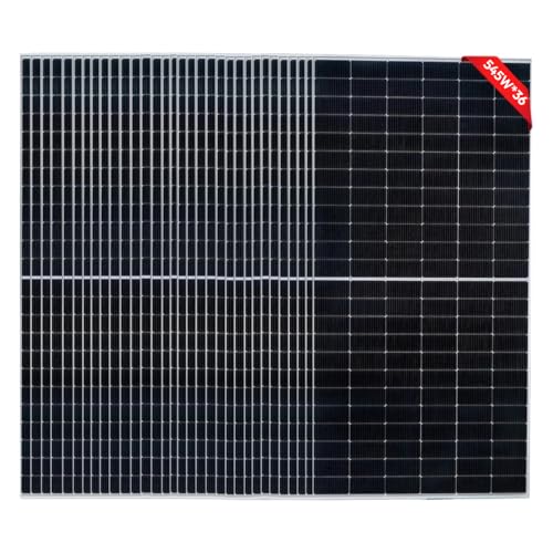 JJN 545Watt Bifacial Solar Panels, Monocrystalline 10BB Solar Panel System Kit On/Off Grid for RV Boat Shed Farm House Rooftop Residential Commercial House, 36PCS